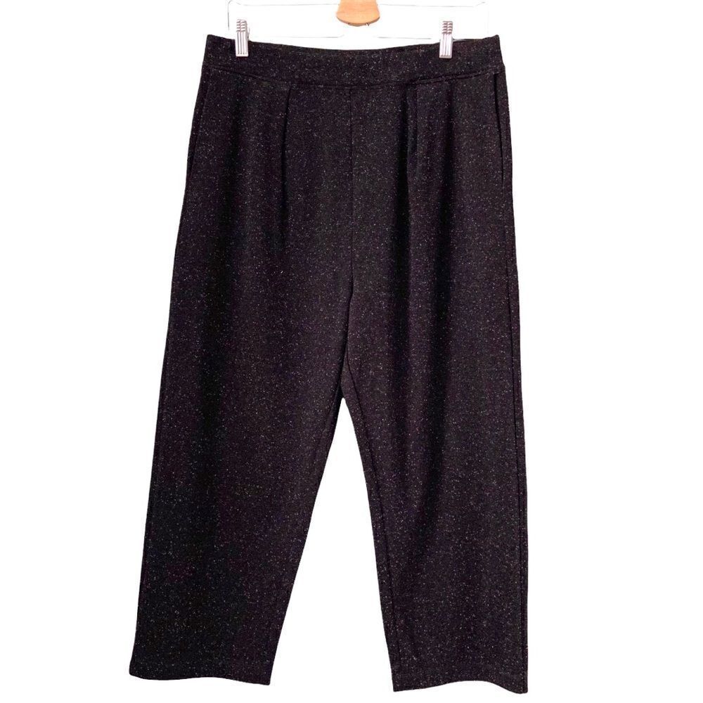 Oak + Fort Black Straight Pants Garter Waist in Size Large